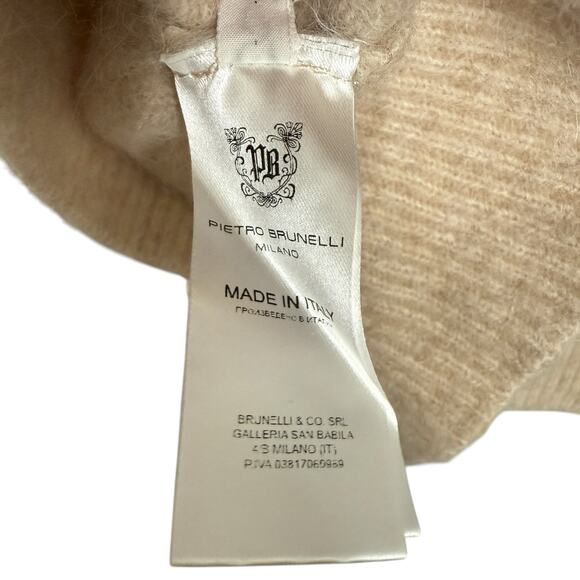 Pietro‎ Brunelli Milano Size S Button Up Crop Cardigan Sweater Tan Wool Alpaca - Picture 8 of 11